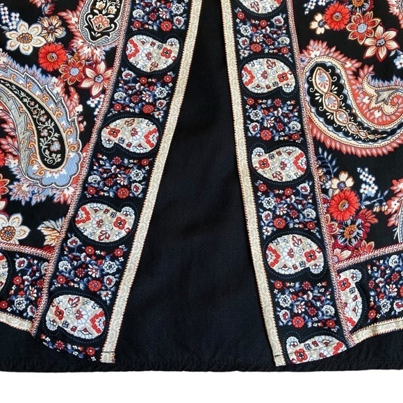 J.Jill Boho Sleeveless Floral Paisley Tunic Top Flyaway Back Red Black Sz SP - Picture 11 of 16